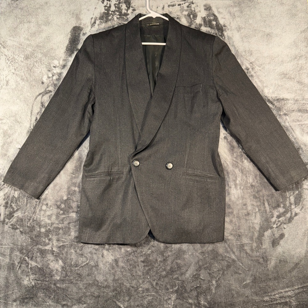David N Vintage‎ Charcoal Gray Blazer Single Button Lined Jacket Size 18 836525